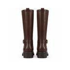 Women's Brown Buckle-Detail Knee-High Riding Boots