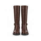 Women's Brown Buckle-Detail Knee-High Riding Boots