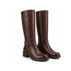 Women's Brown Buckle-Detail Knee-High Riding Boots