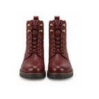 Women's Burgundy Quilted Lace-Up Ankle Boots